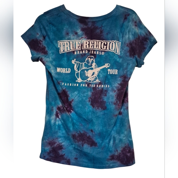 True Religion NWT  tie-dye V-neck t-shirt Medium - Picture 2 of 4